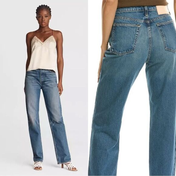 NEW Rag & Bone Alex High-Rise Straight Jeans Gypsum (Medium Wash) - Picture 1 of 10